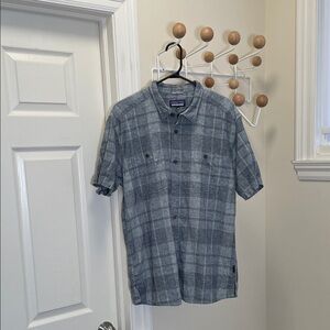 Patagonia - Outdoor Organic Cotton Button Down Short Sleeve Shirt Blue Grey XL